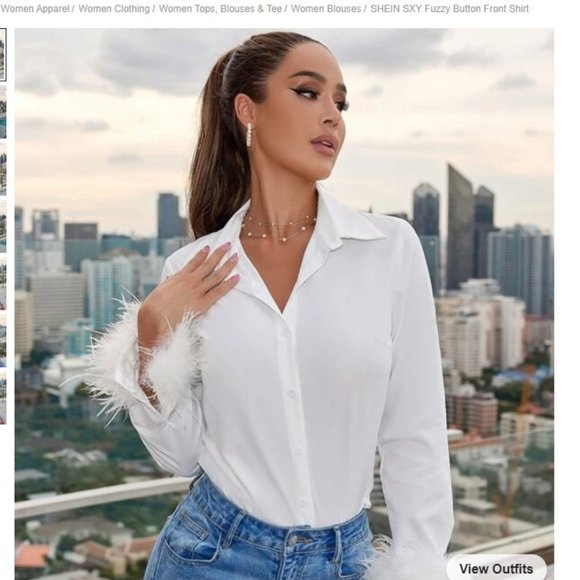 Feather Button Up Shirt - Picture 1 of 9